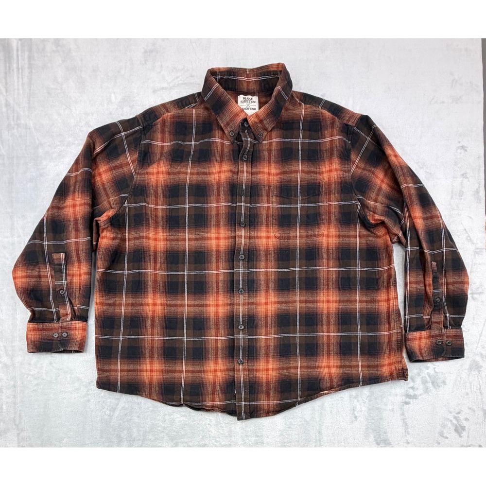 Lands End Blake Shelton Mens Plaid Flannel Shirt 3XL Orange Brown Cowboy Country